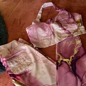 Luxurious Pink and Gold Leggings Set